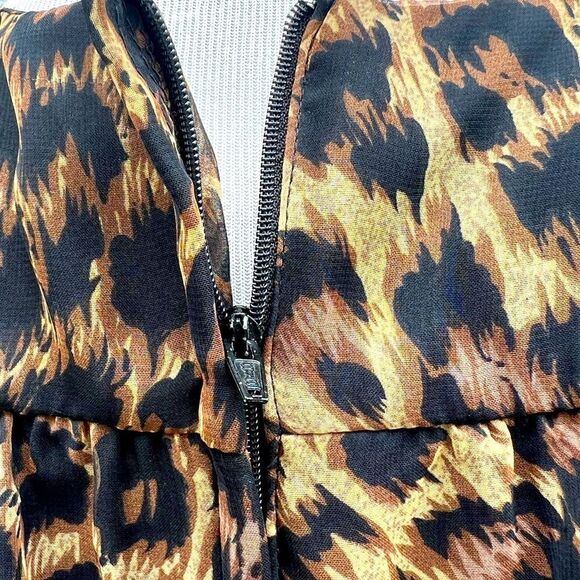 ***Chez California Vintage Tandy Cheetah Printed Dress Sequins Hem/Cuff (D) - Picture 9 of 10